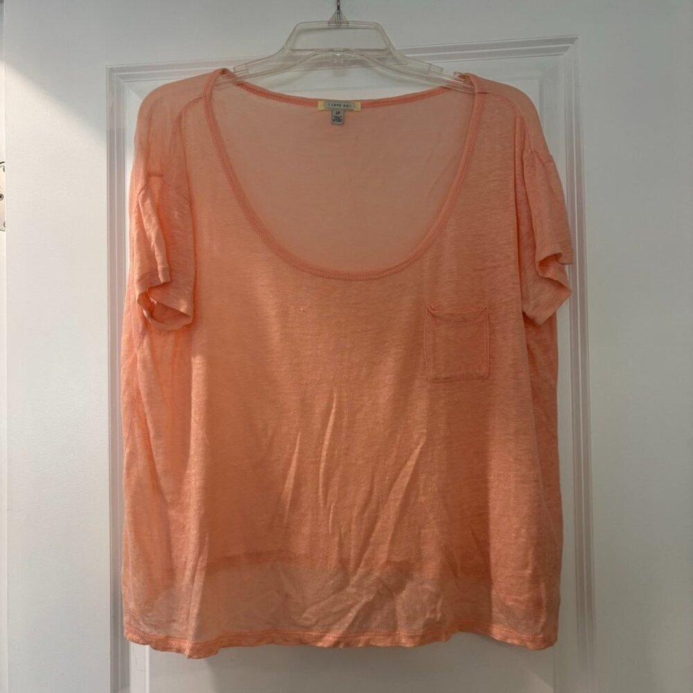 Forever 21 I Love H81 Sheer Orange Scoop Neck T Shirt